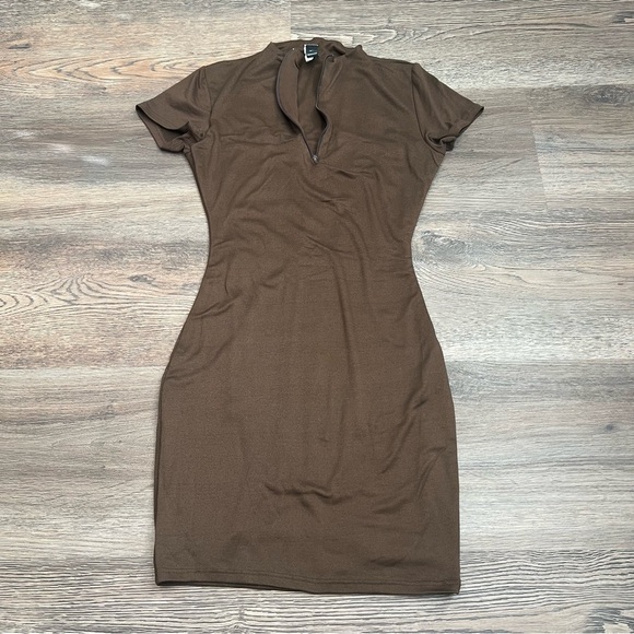 Windsor Dresses & Skirts - Windsor Sporty Chic Knit Mini Bodycon Dress Zip Up Collar Size Medium